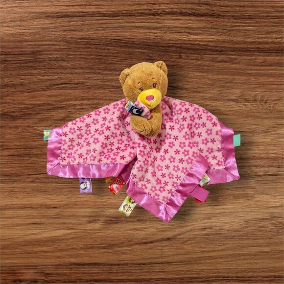 Taggies Other - Taggies Pink Floral Plush Bear Baby Girl Security Blanket Sensory Tag Lovey